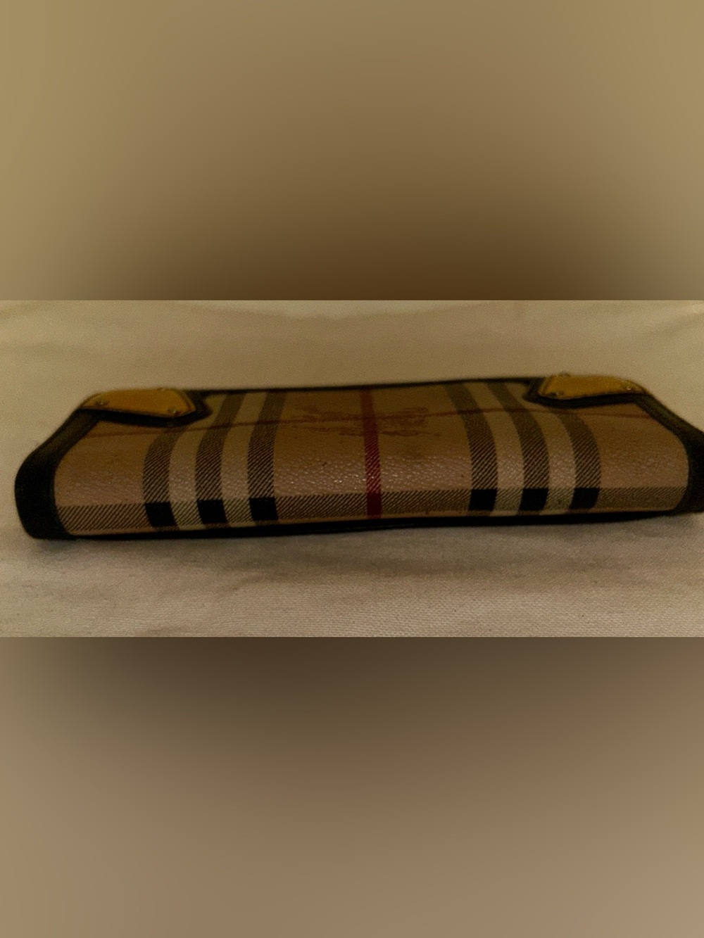 Burberry Beige Plaid Wallet with Black Trim and Gold Accents - Picture 5 of 8